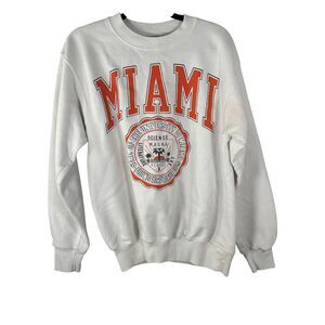 Galt Sand Vintage University of Miami White Crewneck Sweater Size Medium FLAWS